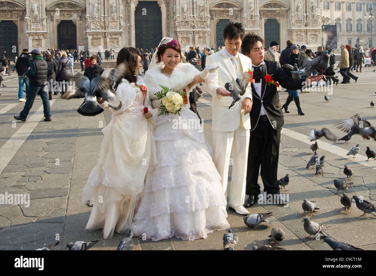 Chinese marriage, Duomo square, Milan, Italy Stock Photo