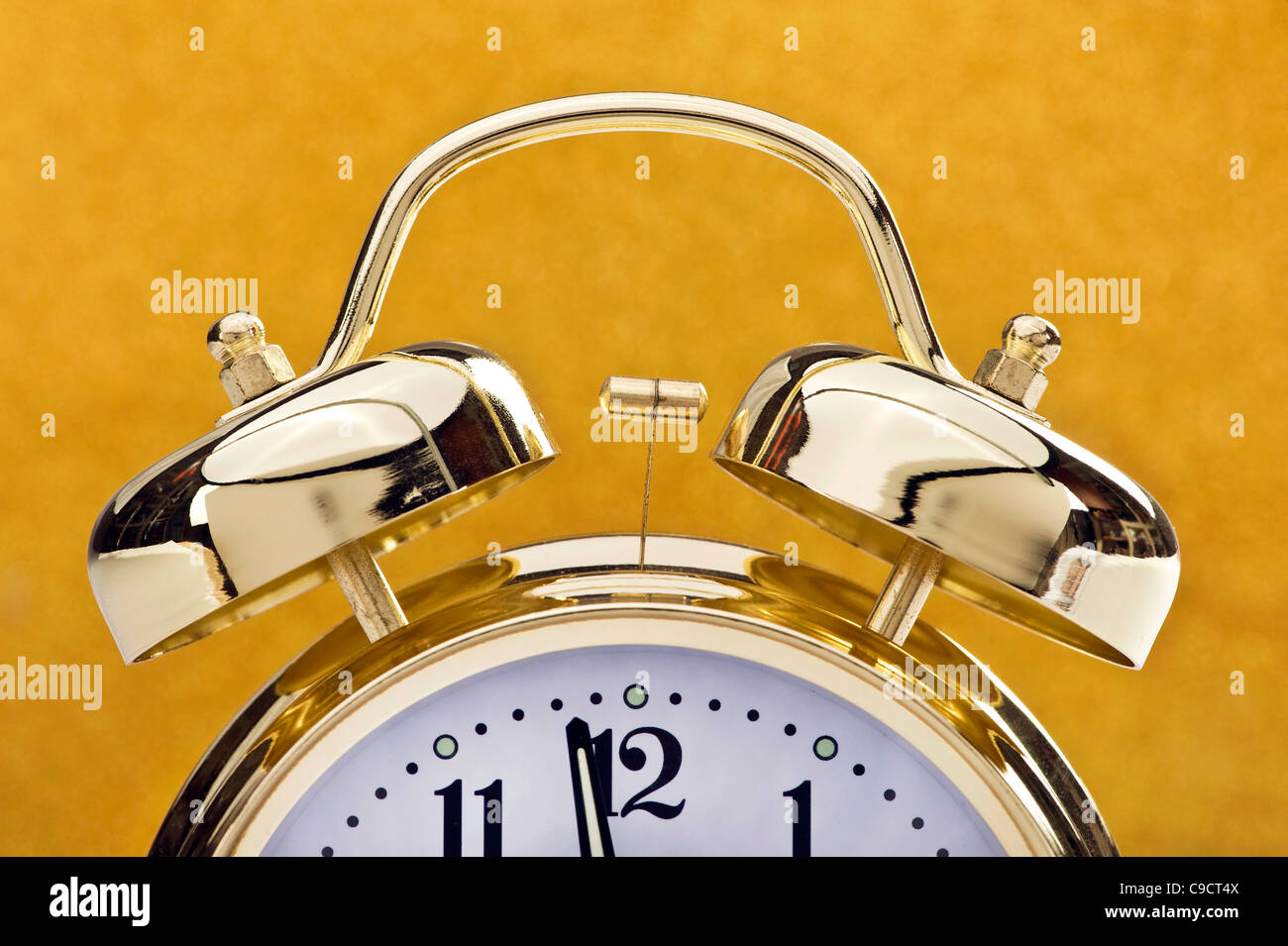Golden Bell Alarm Clock Closeup Stock Photo Alamy