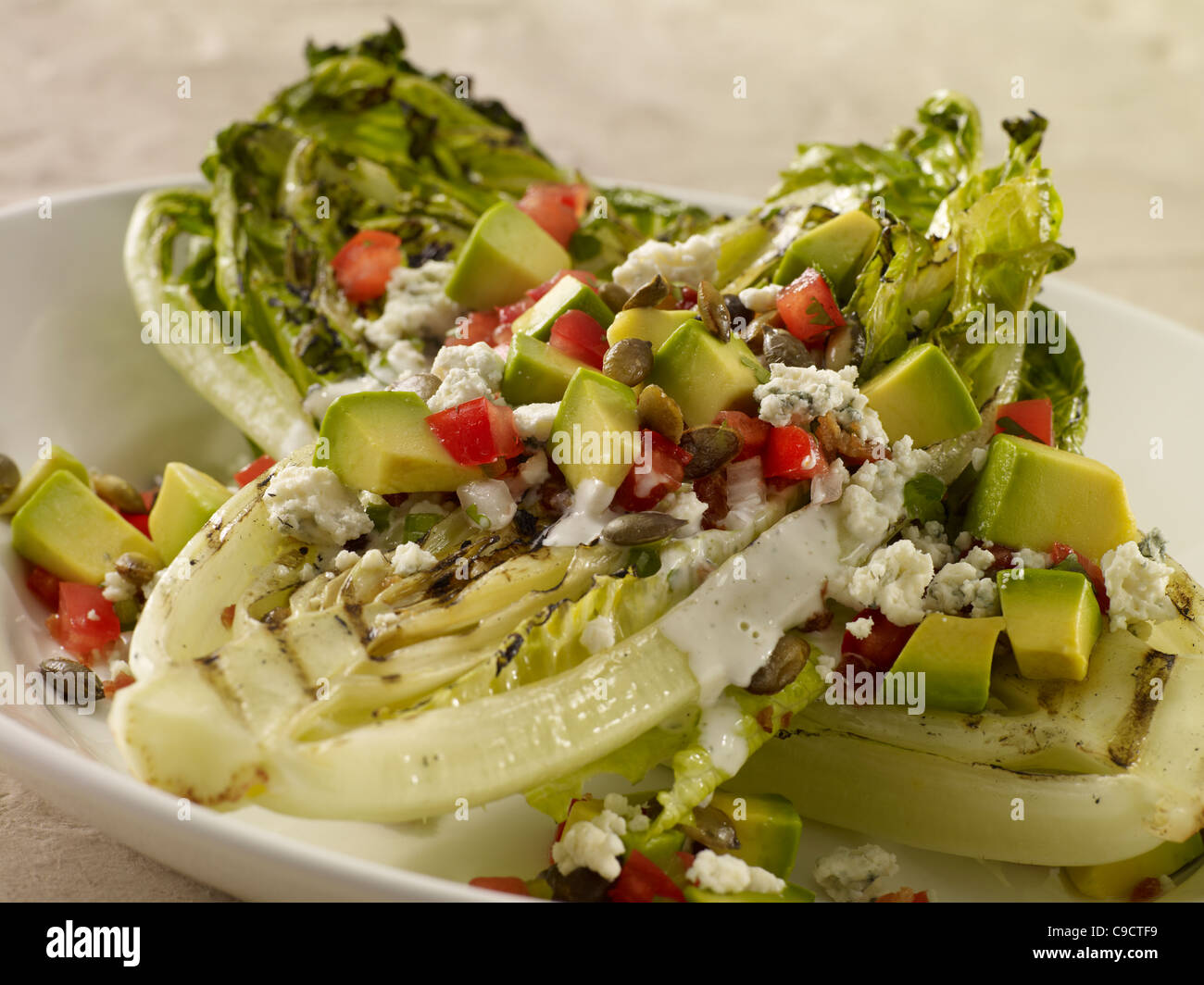 Grilled romaine salad Stock Photo