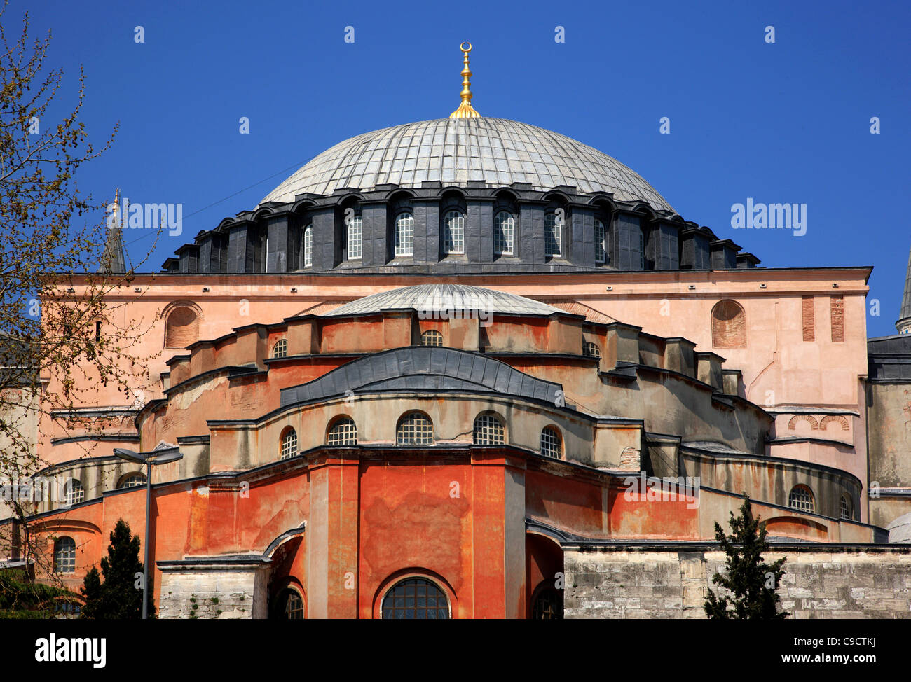 'Detail' from Hagia Sophia and its majestic dome, Istanbul, Turkey. Stock Photo