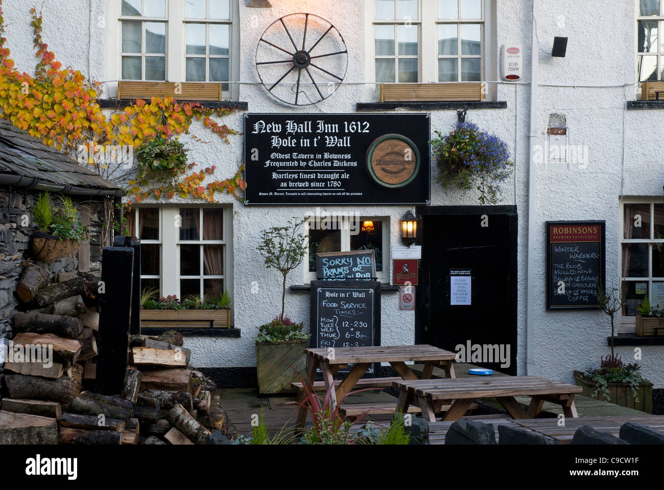 The hole in the wall pub bowness lake district national park stock