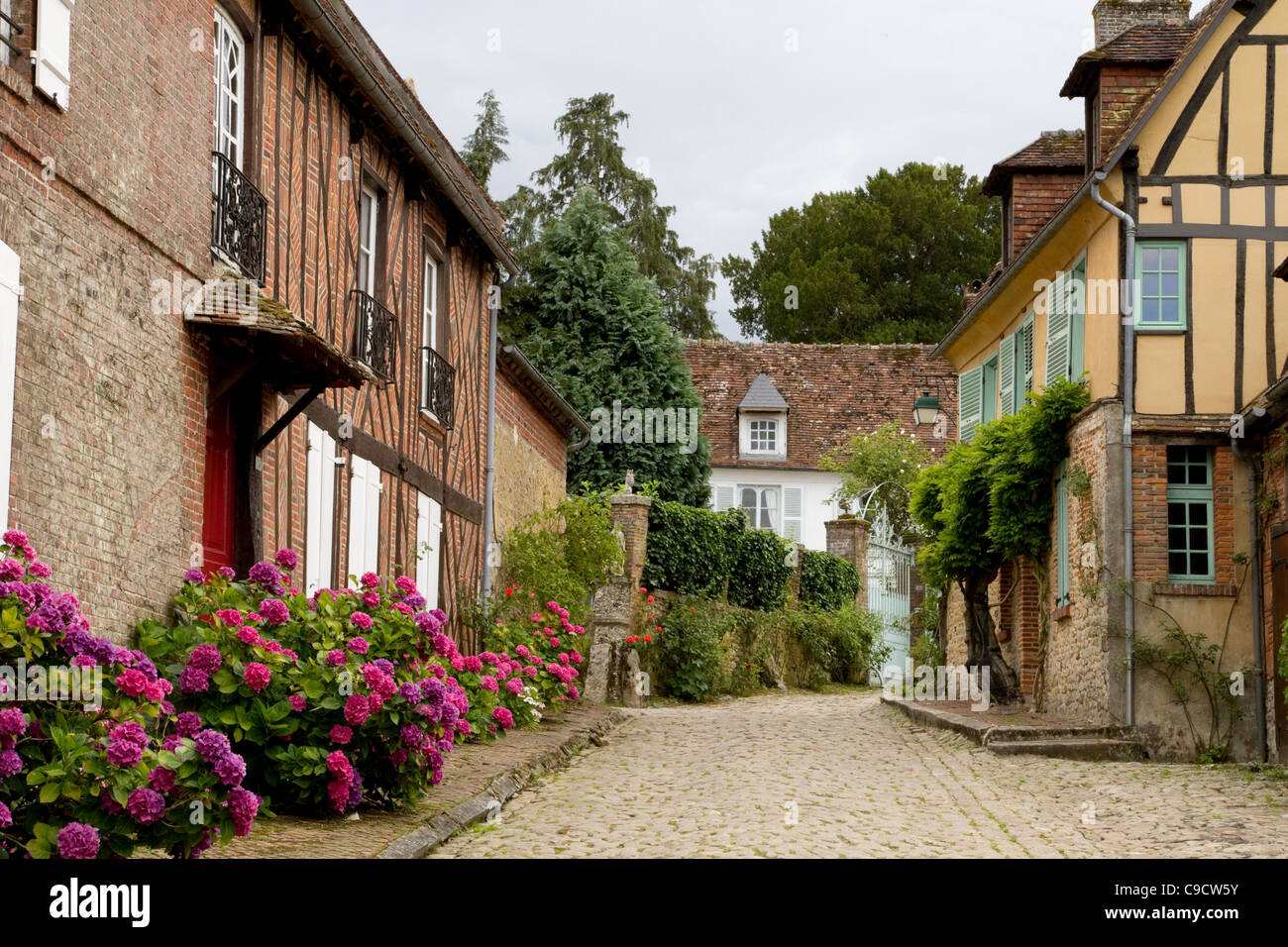 The village of Gerberoy Picardy France has been voted as the most beautiful village in France Stock Photo