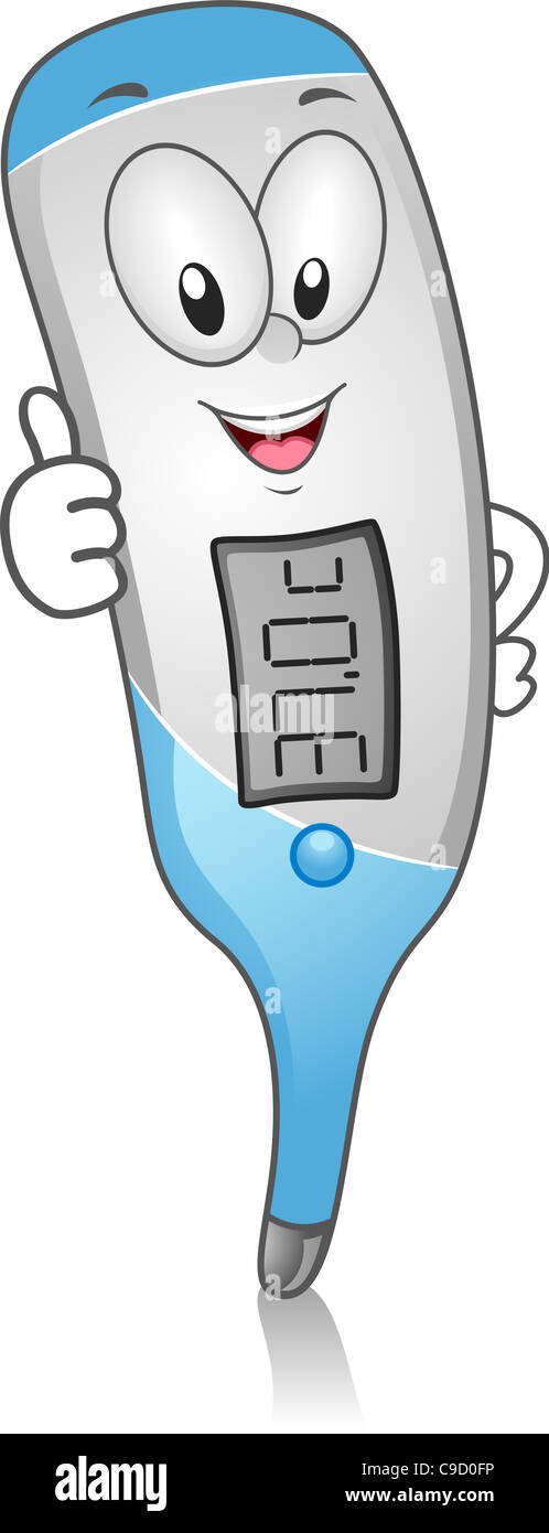 Illustration of a Digital Thermometer Giving a Thumbs Up Stock Photo