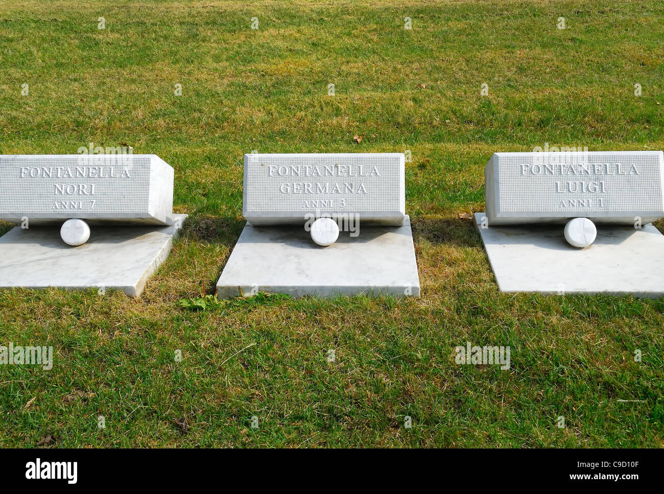 Longarone, Fortogna locality. The cemetery where are buried the victims of the Vajont dam disaster. Stock Photo