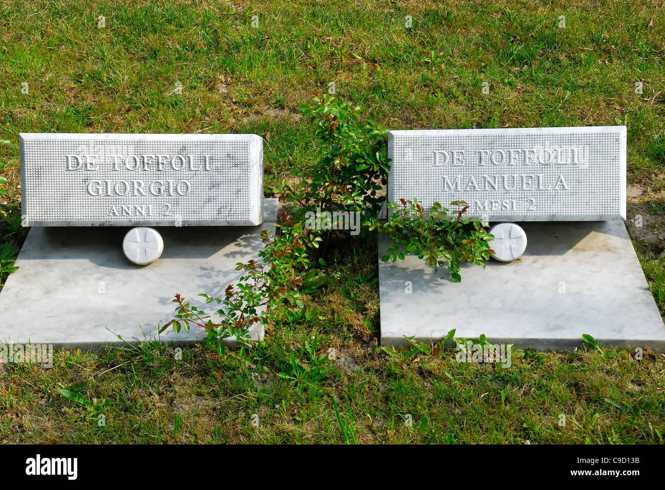 Longarone, Fortogna locality. The cemetery where are buried the victims of the Vajont dam disaster. Stock Photo