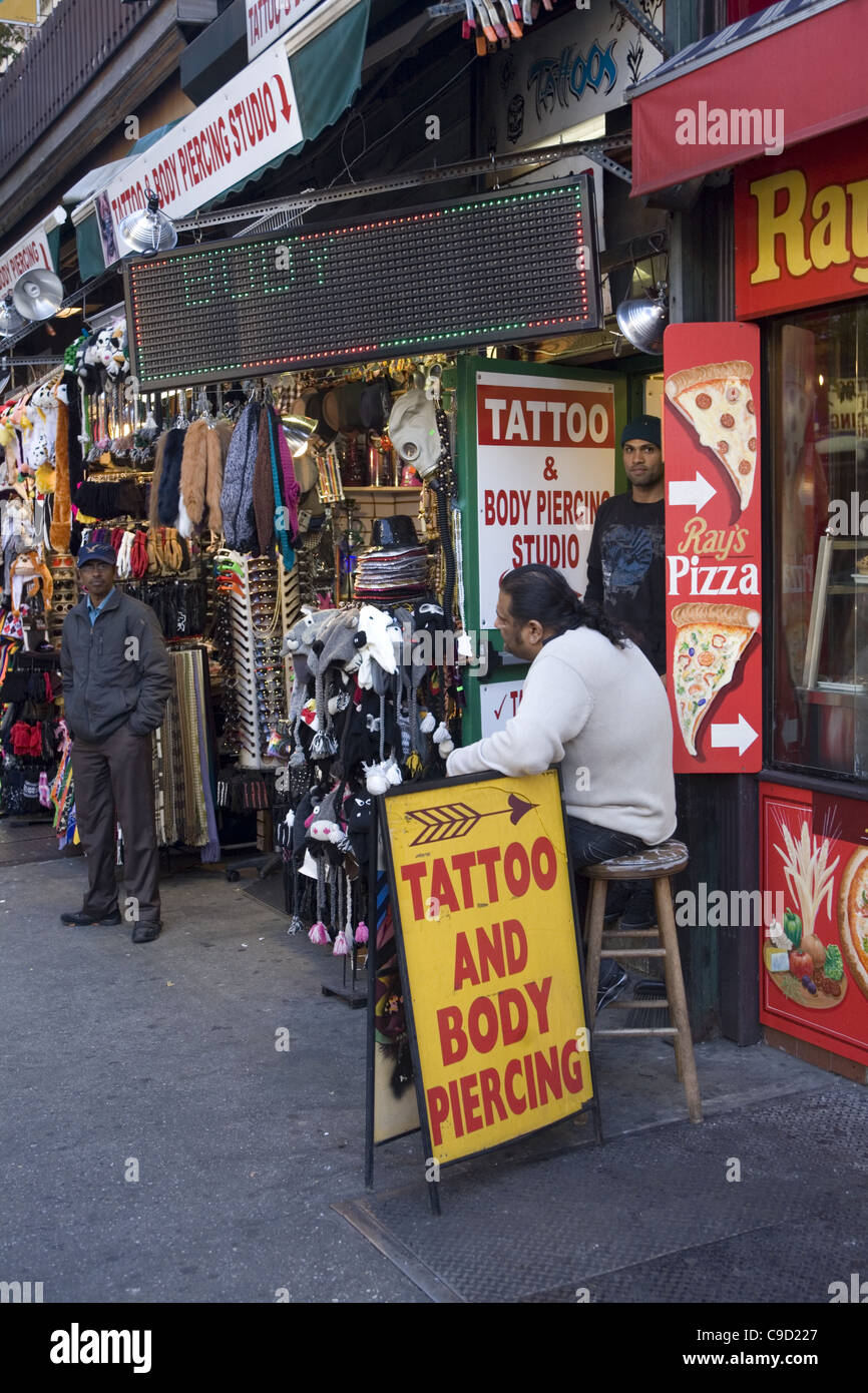 Tattoo parlor on St Mark's Pl. in the East Village, NYC, Stock Photo