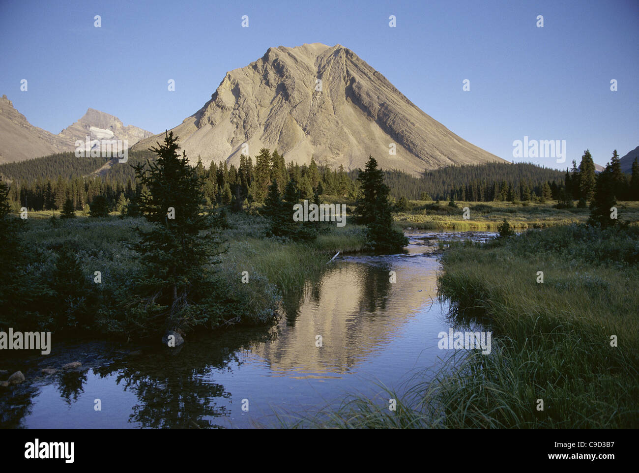 Mountain at Red Deer River, Banff National Park, Alberta, Canada Stock Photo