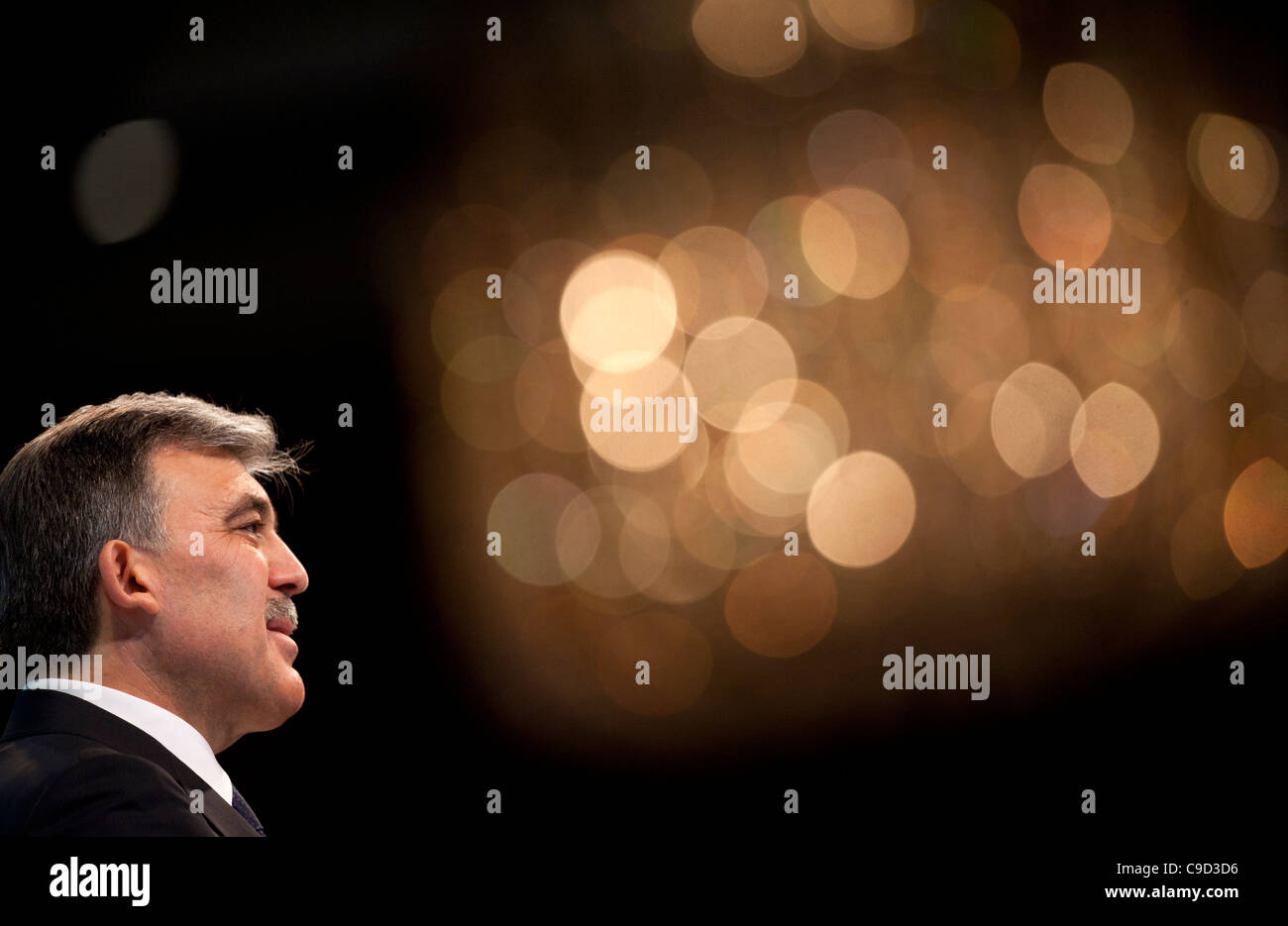 Abdullah Gul, President of Turkey, speaks at a business conference in London November 2011 Stock Photo