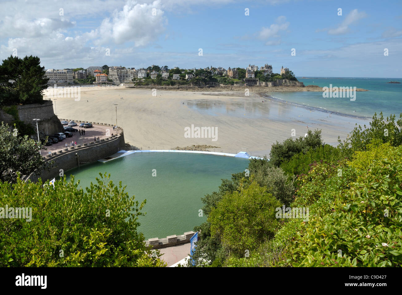 Out door swimming pool, Ecluse beach in Dinard (Brittany, France). Stock Photo