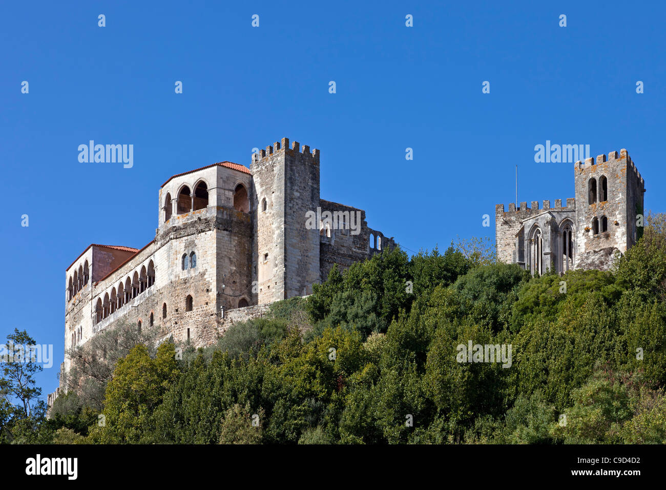 View of the Leiria Castle showing the gothic Palatial Residence (Paços