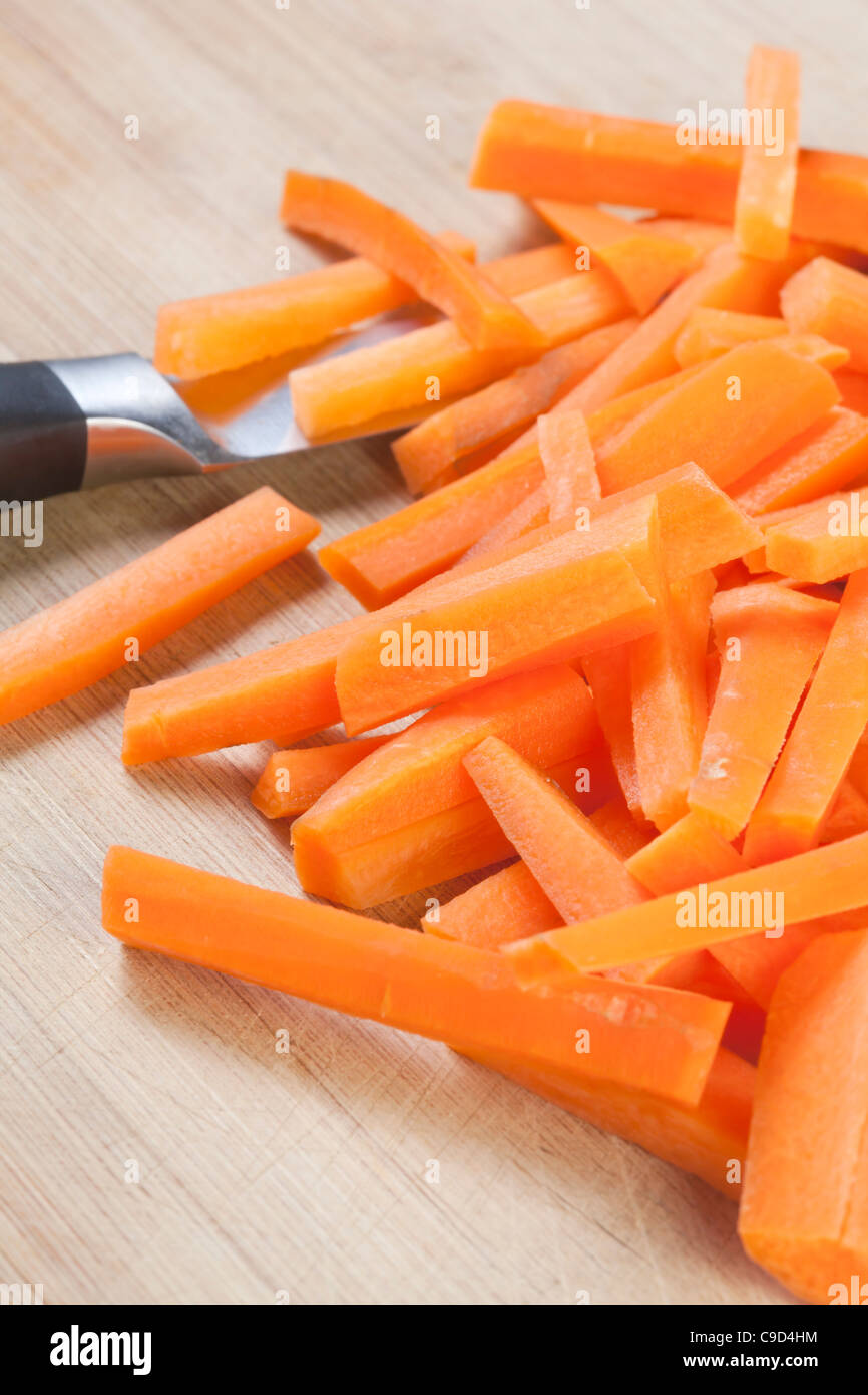 chopped carrots sticks Stock Photo