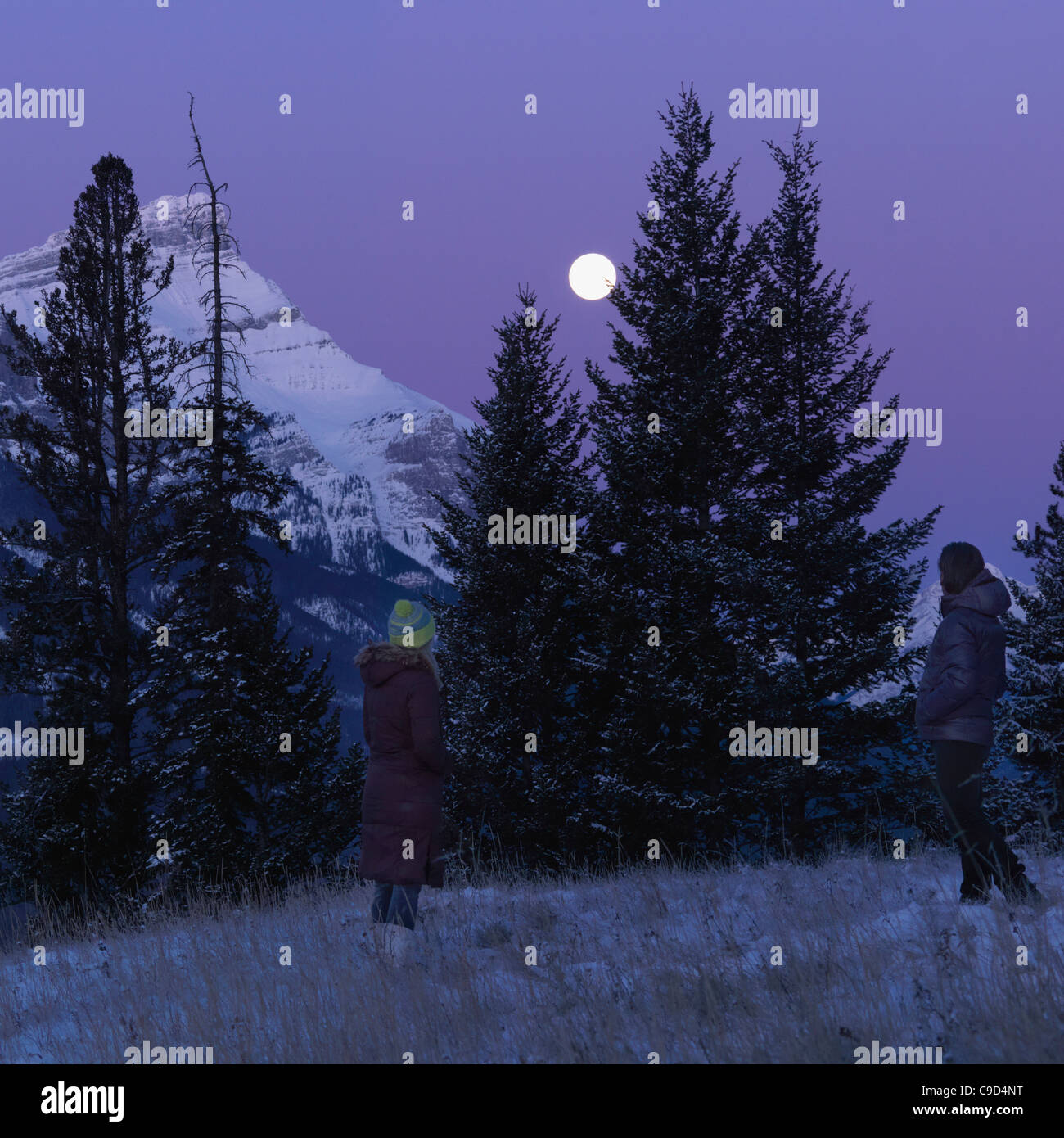 Silhouette couple full moon hi-res stock photography and images - Alamy