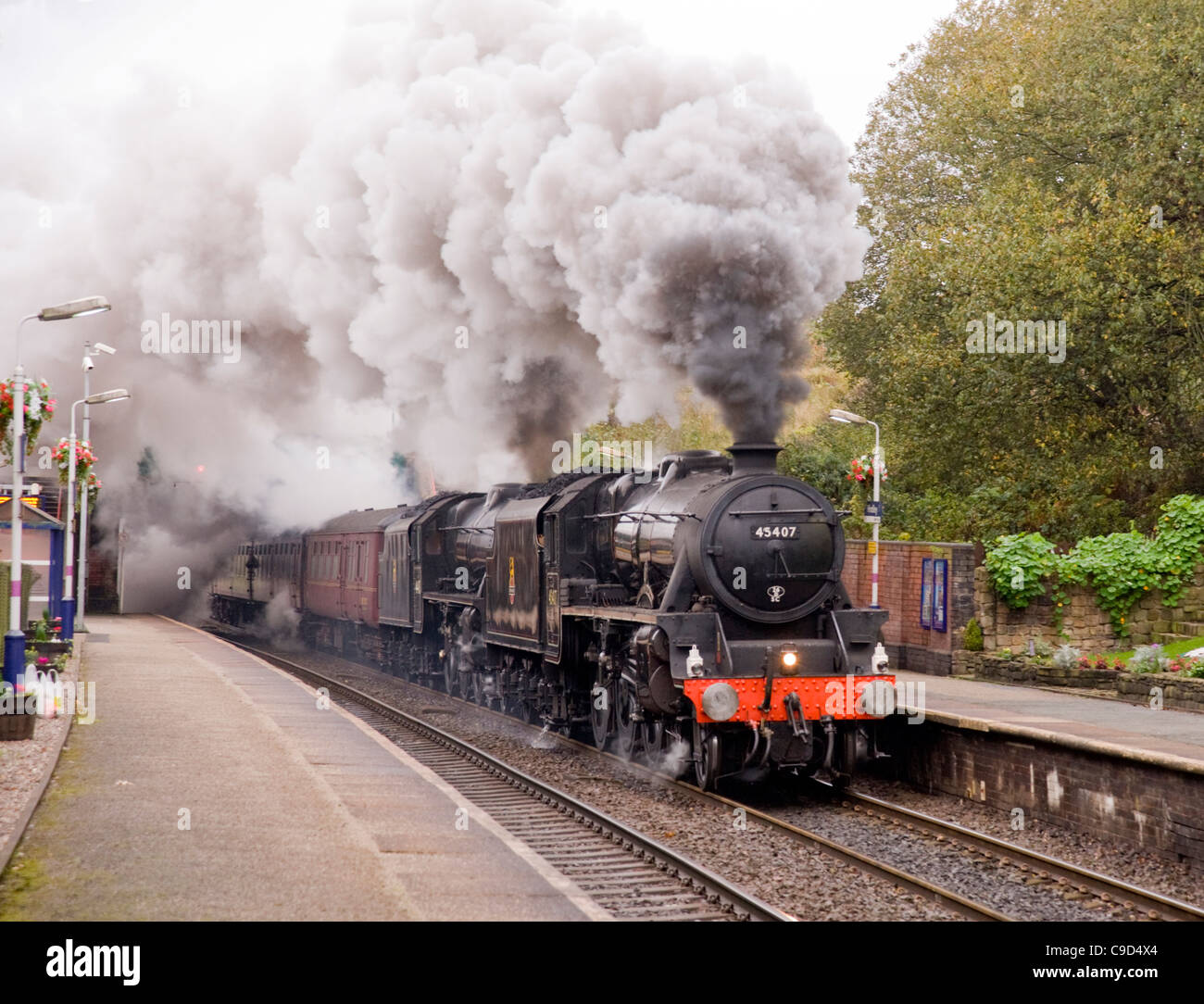 Buxton Spa Express. Doubleheaded steam "special", at speed Stock Photo