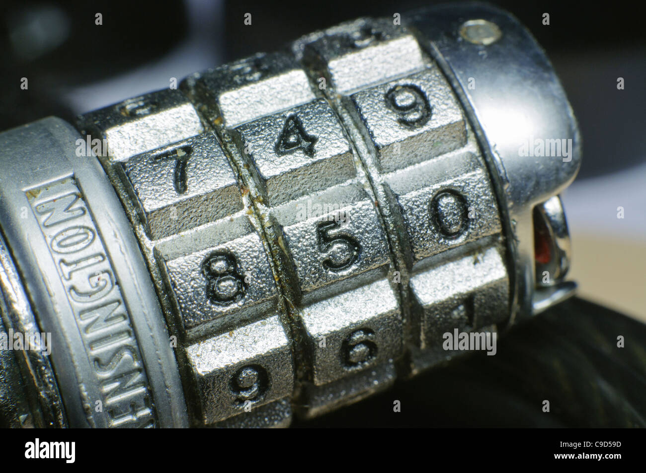 Kensington laptop combination lock closeup Stock Photo