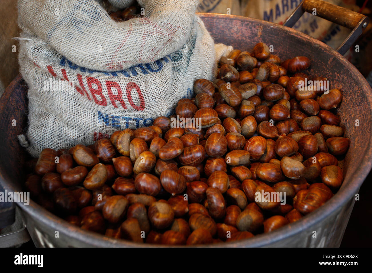 Roasted chestnuts christmas market in hires stock photography and