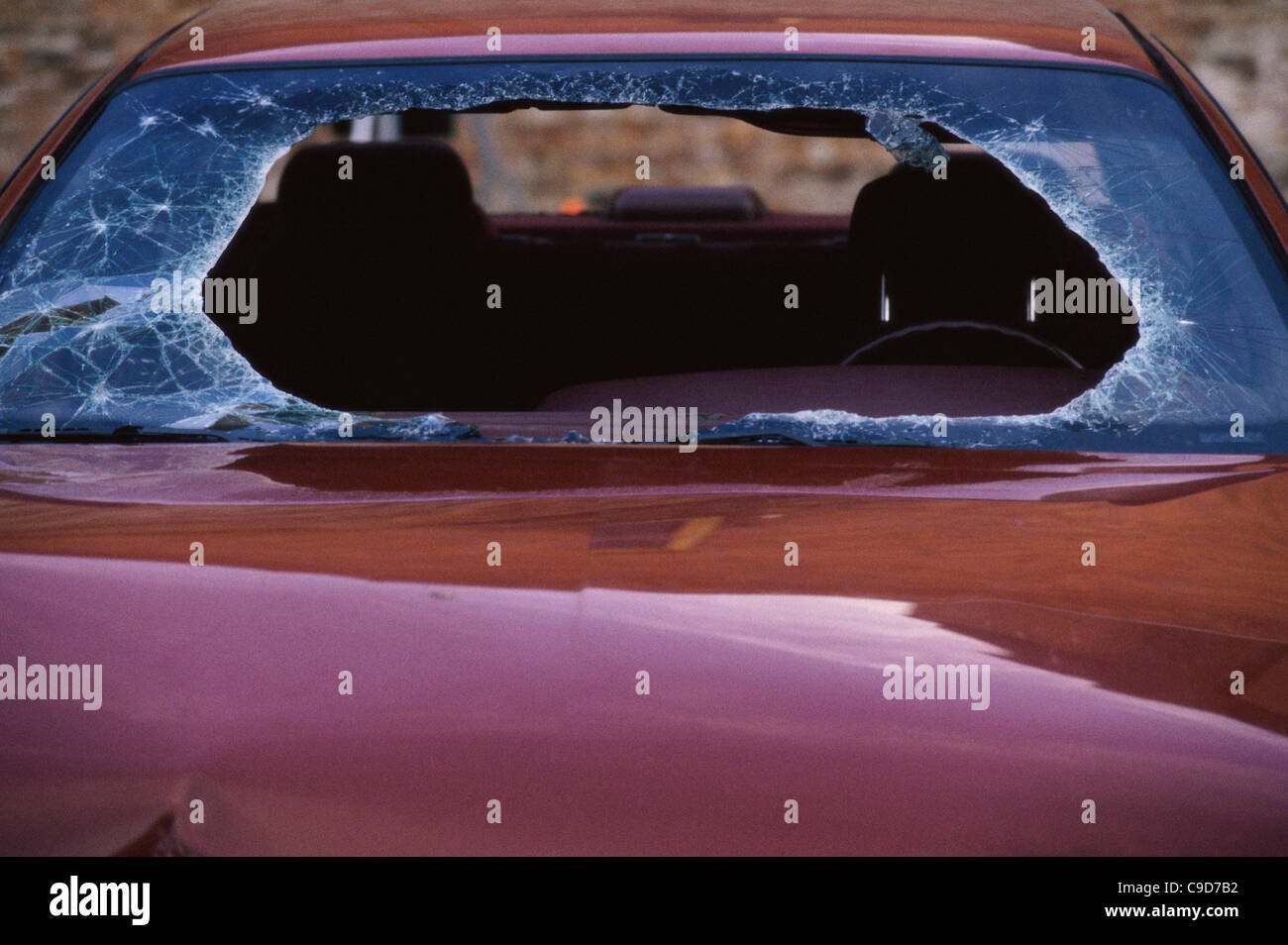 Broken windshield of a car Stock Photo - Alamy