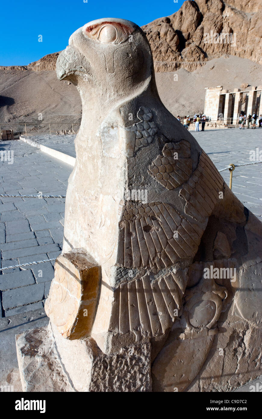 Falcon ( Horus ) Statue at Mortuary Temple of Queen Hatshepsut - Deir el Bahari - Upper Egypt Stock Photo