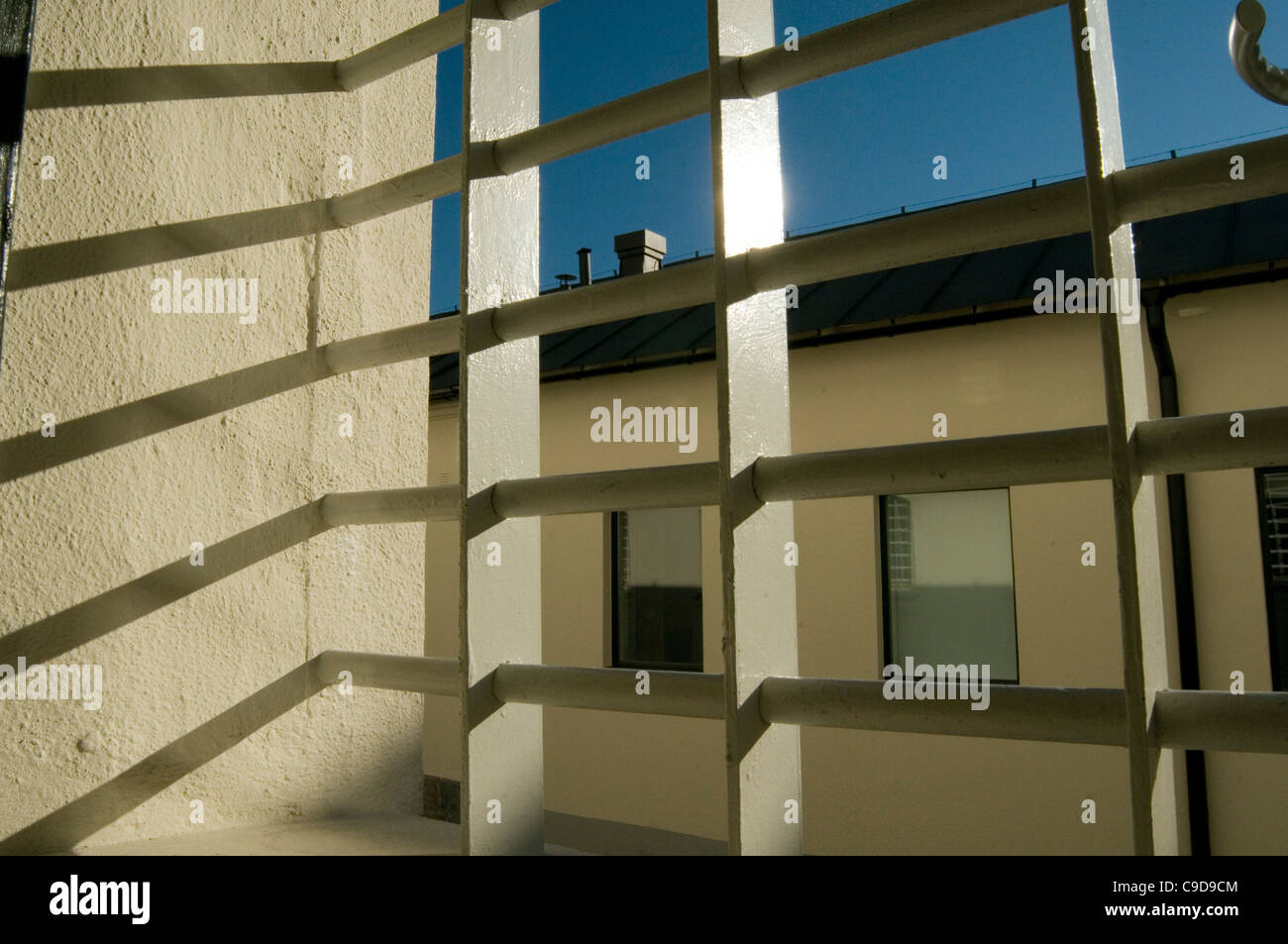 bars jail on windows window barred jails prison prisons cell cells prisoner prisoners law and order custody in jailer incarcerat Stock Photo