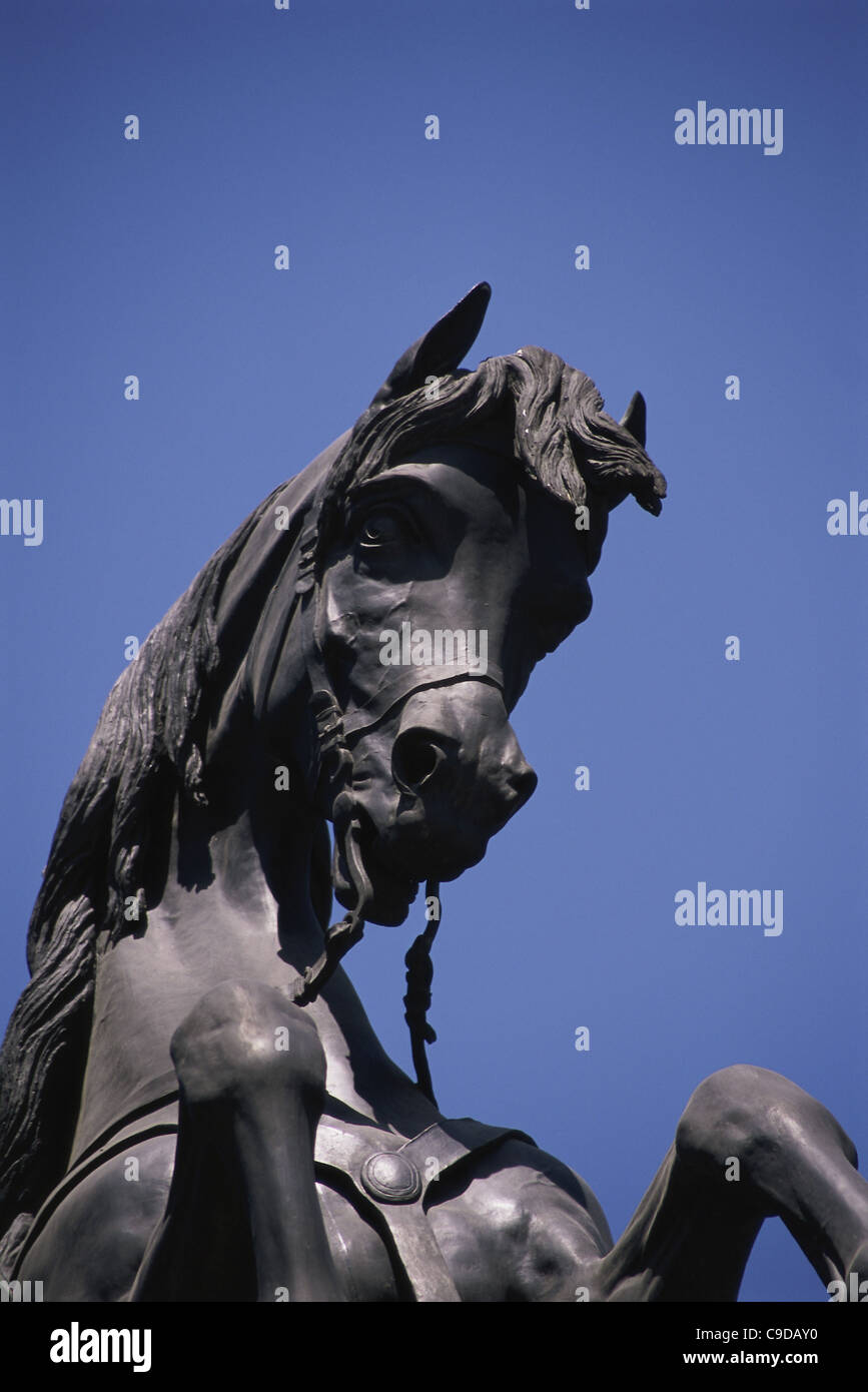 Low angle view of the statue of a horse, Santiago, Chile Stock Photo
