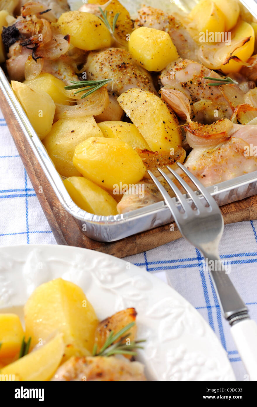 Potato with chicken Stock Photo - Alamy