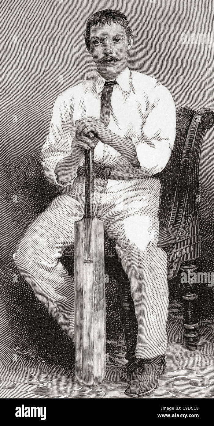Robert Abel, aged 27, 1857 – 1936, nicknamed 'The Guv'nor'. English cricketer. Stock Photo