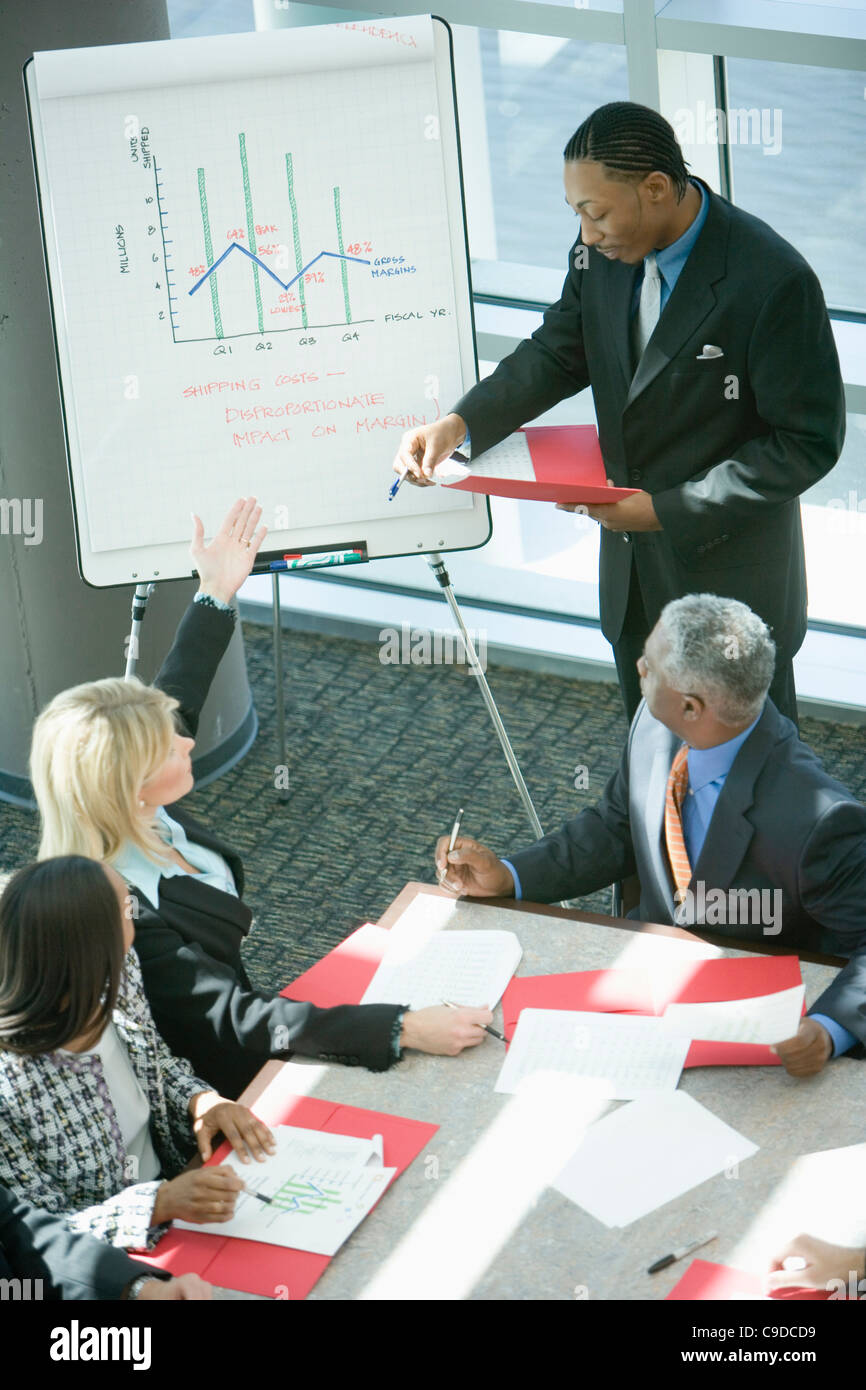 Overhead view of business colleagues in a meeting Stock Photo