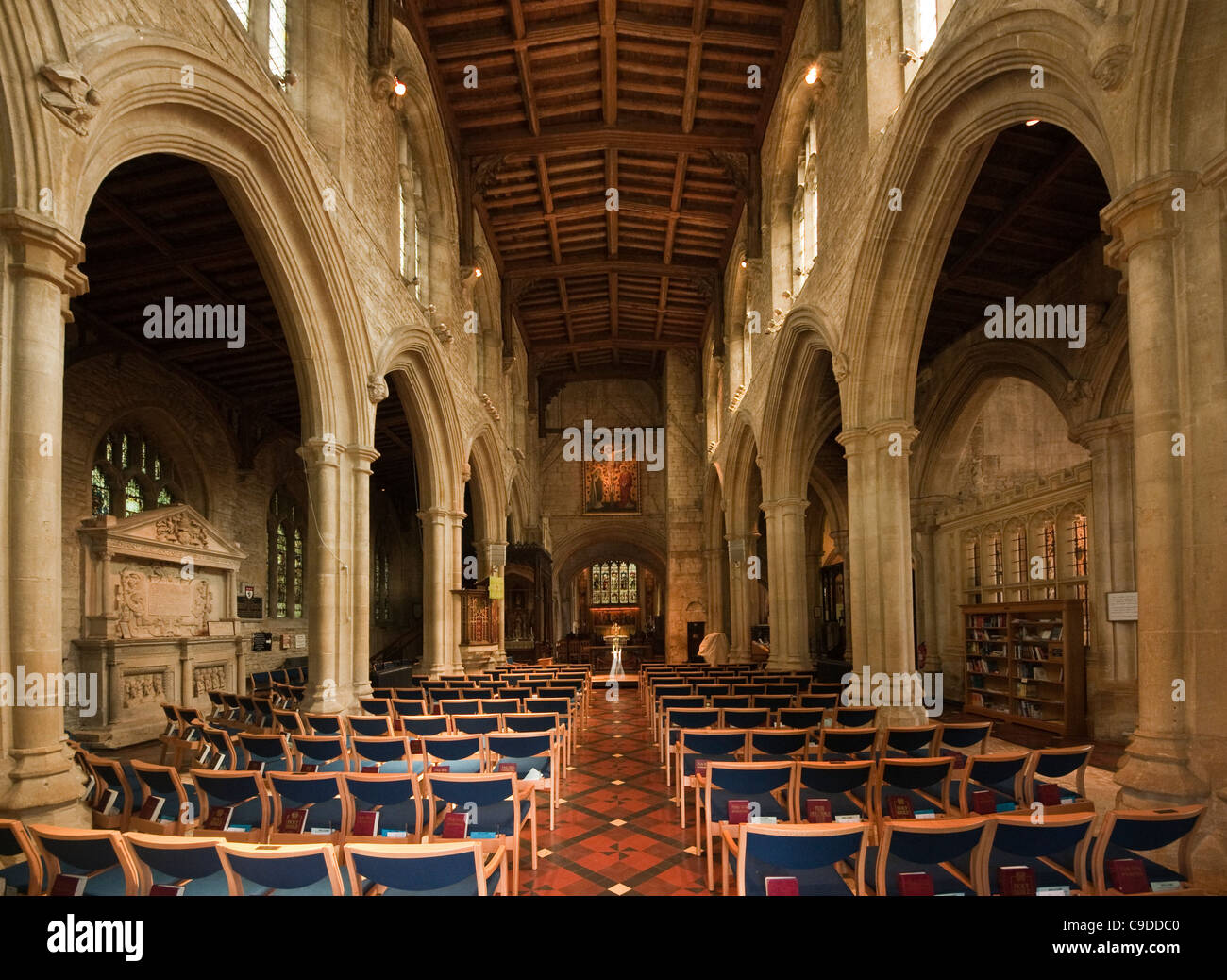 St John the Baptist Church Burford in the Cotswolds - Interior. The church is Anglican. Stock Photo