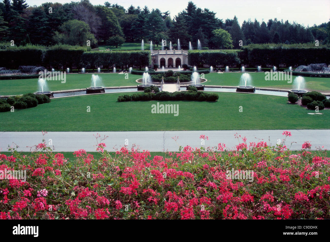 Water fountains in a garden Stock Photo Alamy