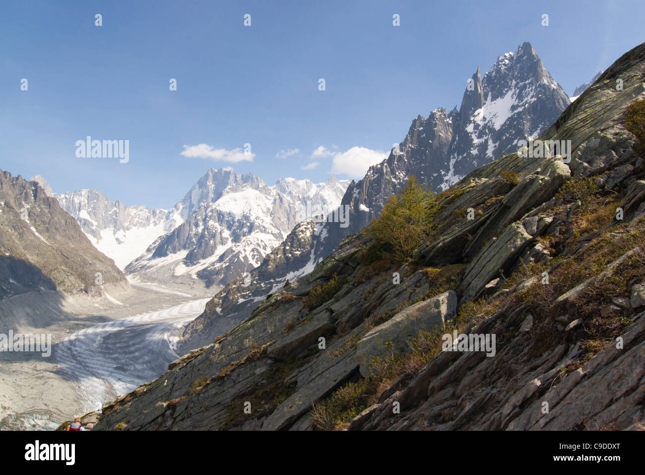 Mountain covered with snow, Mer de Glace glacier, French Alps, Chamonix, France Stock Photo