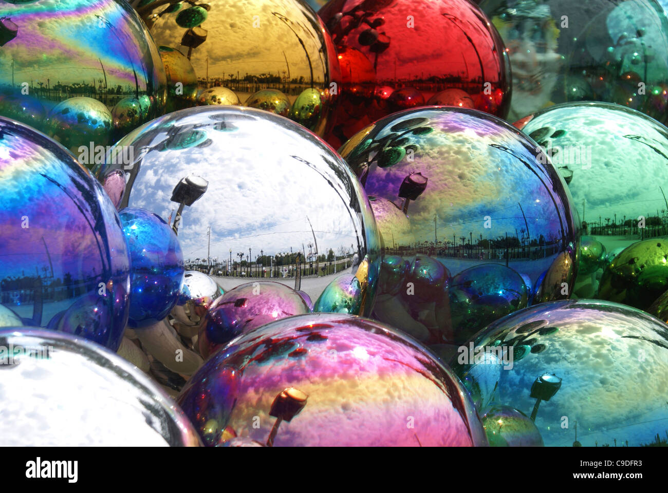 Closeup of gazing balls Stock Photo Alamy