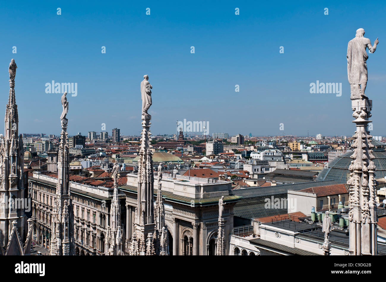 Milan cathedral, Duomo di Milano, marble facade with spires Stock Photo
