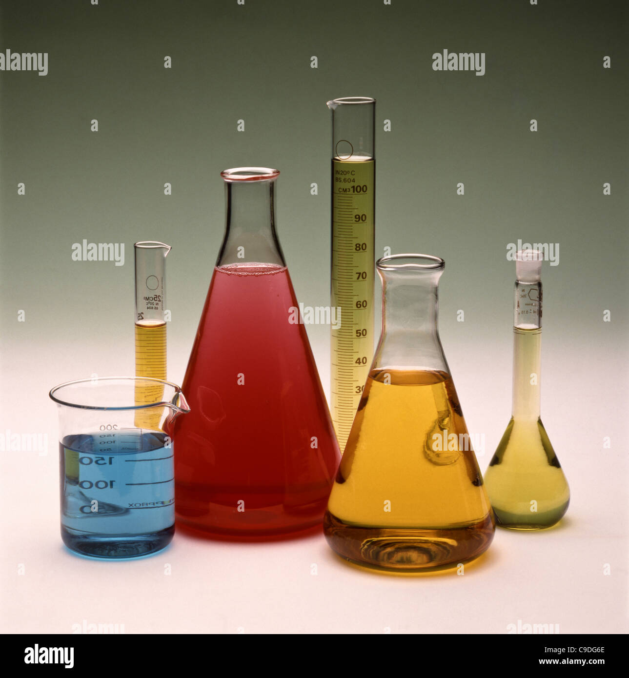 Examples of laboratory glassware, flasks and beakers Stock Photo Alamy