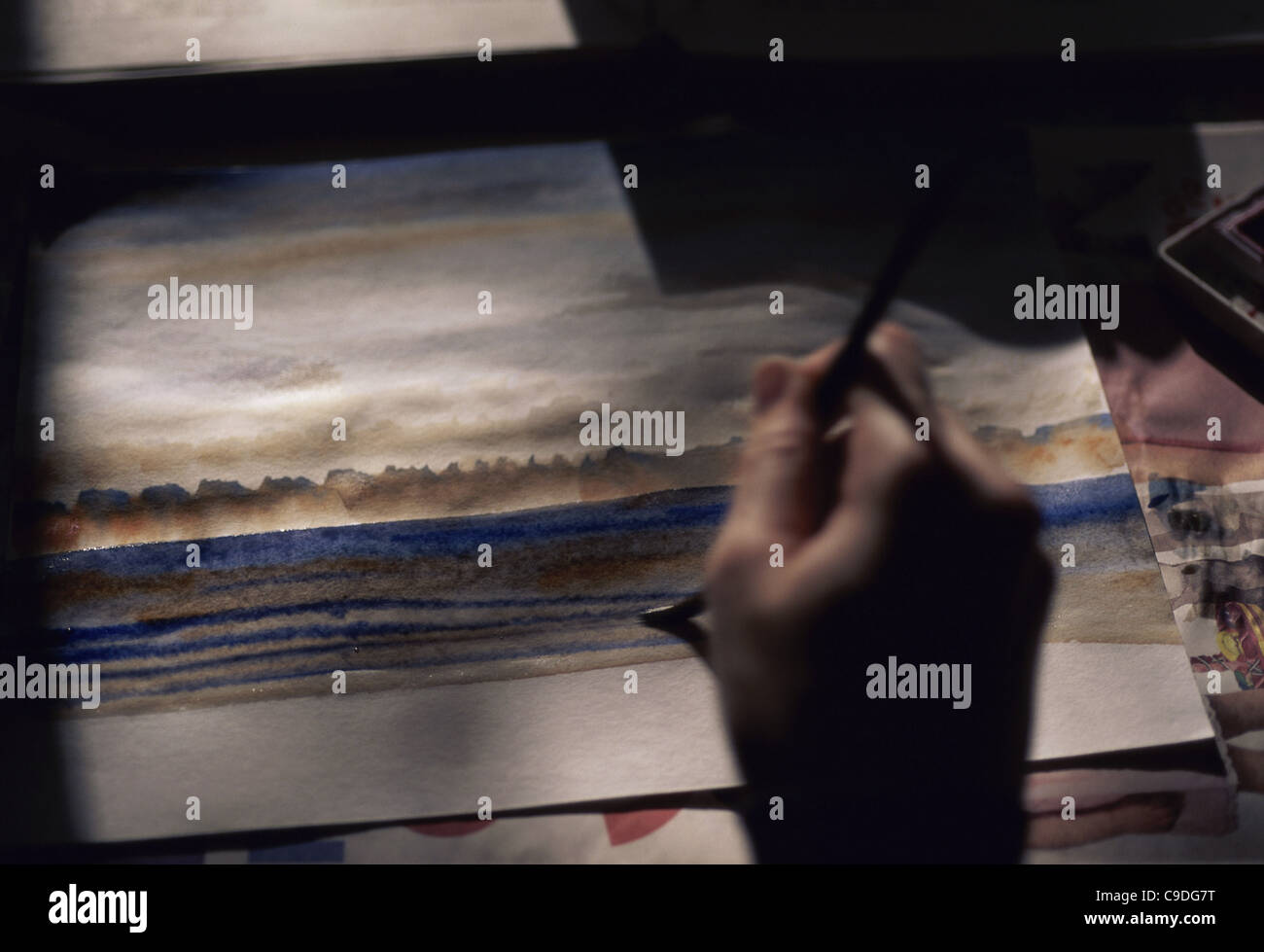 Watercolour painting high angle hi-res stock photography and images - Alamy