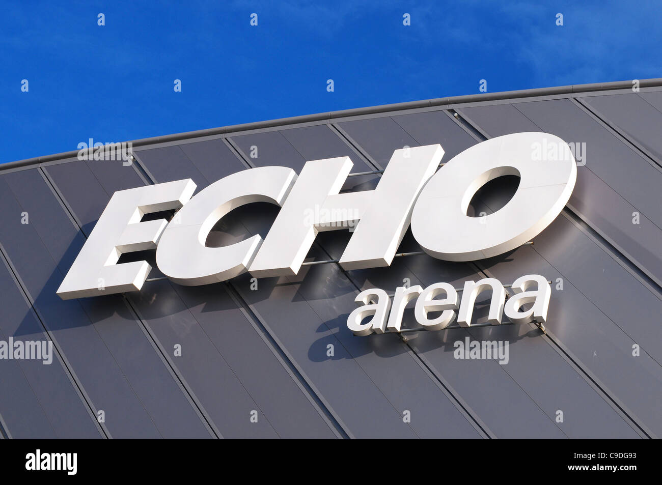 Sign at the Echo Arena, Liverpool, UK Stock Photo