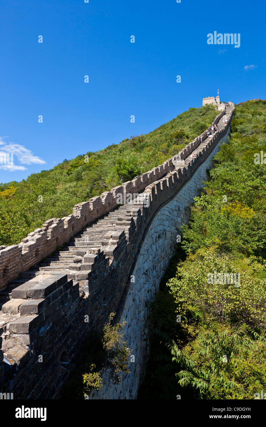 Uphill section of The Great Wall of China, UNESCO World Heritage Site, Mutianyu, Beijing District, China, Asia Stock Photo