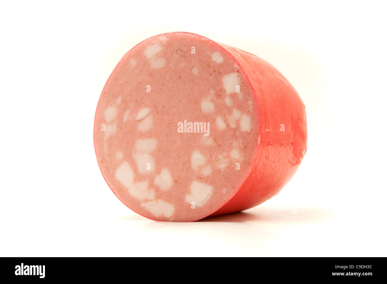 Italian mortadella on a white background Stock Photo Alamy