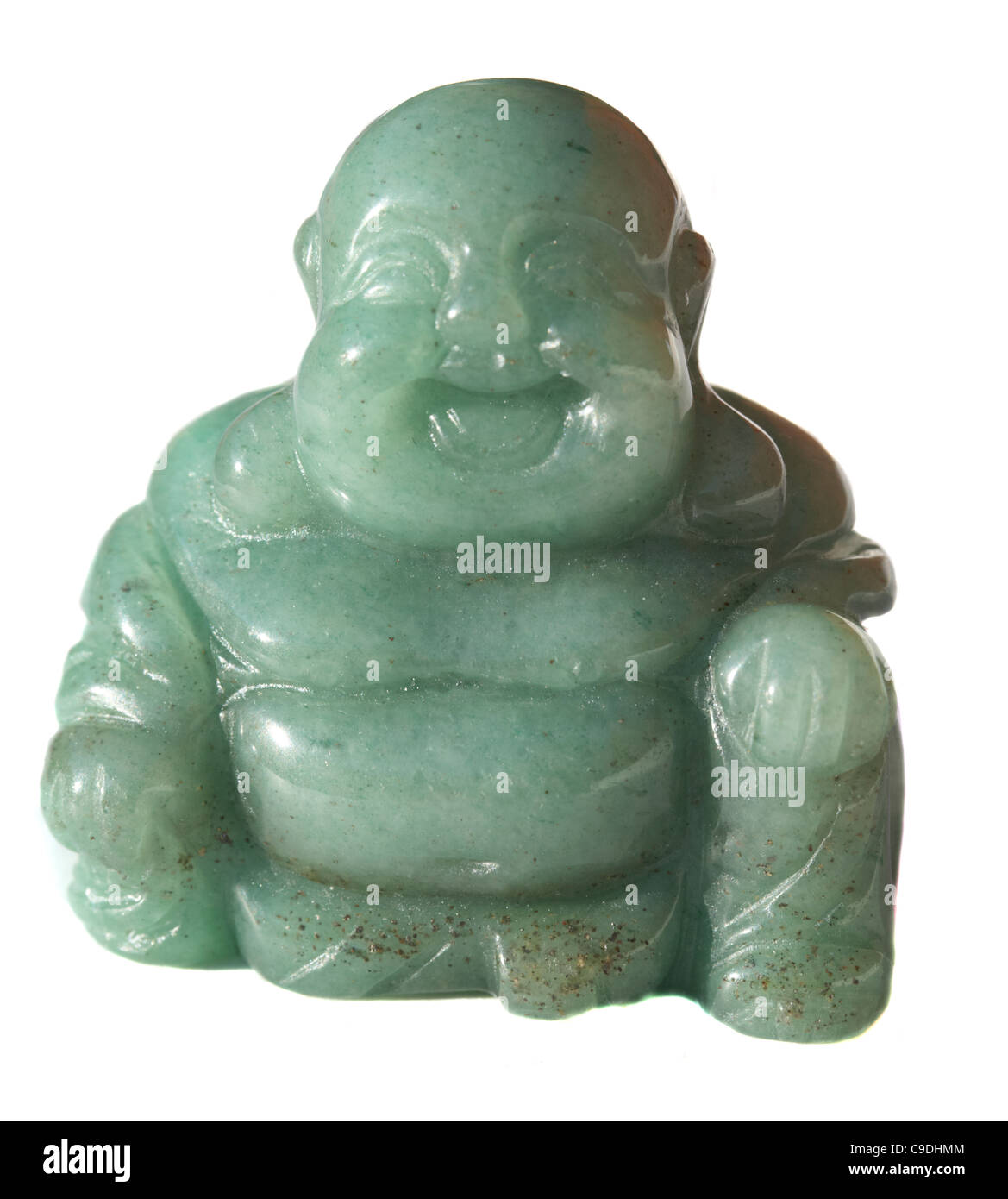 chinese small jade stone laughing buddha souvenir gift figure Stock Photo