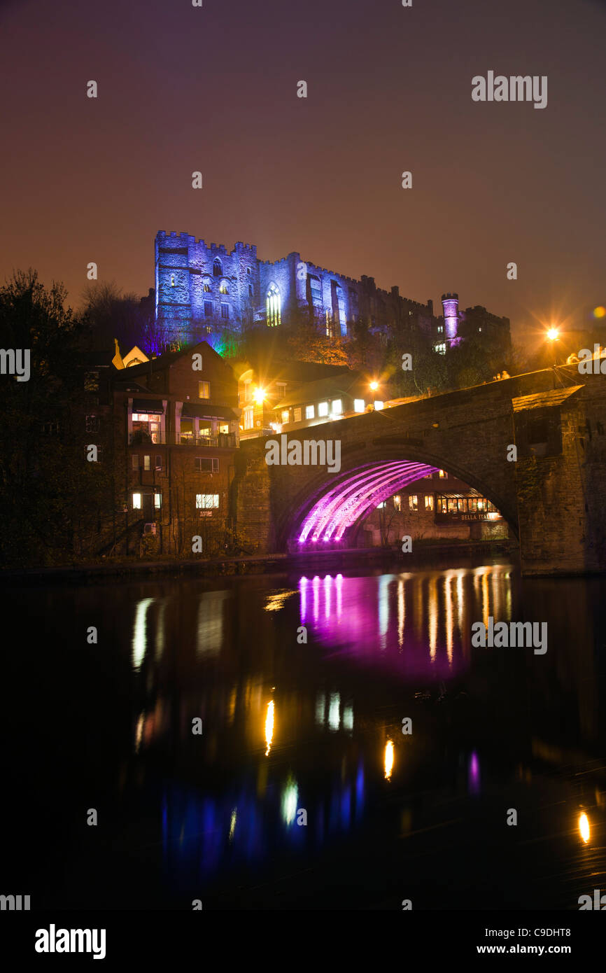 Framwellgate Bridge, Durham Lumiere Festival 2011 Stock Photo