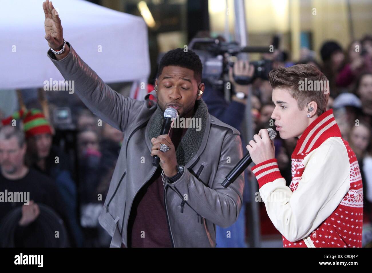 Usher on stage for NBC Today Show Concert with Justin Bieber