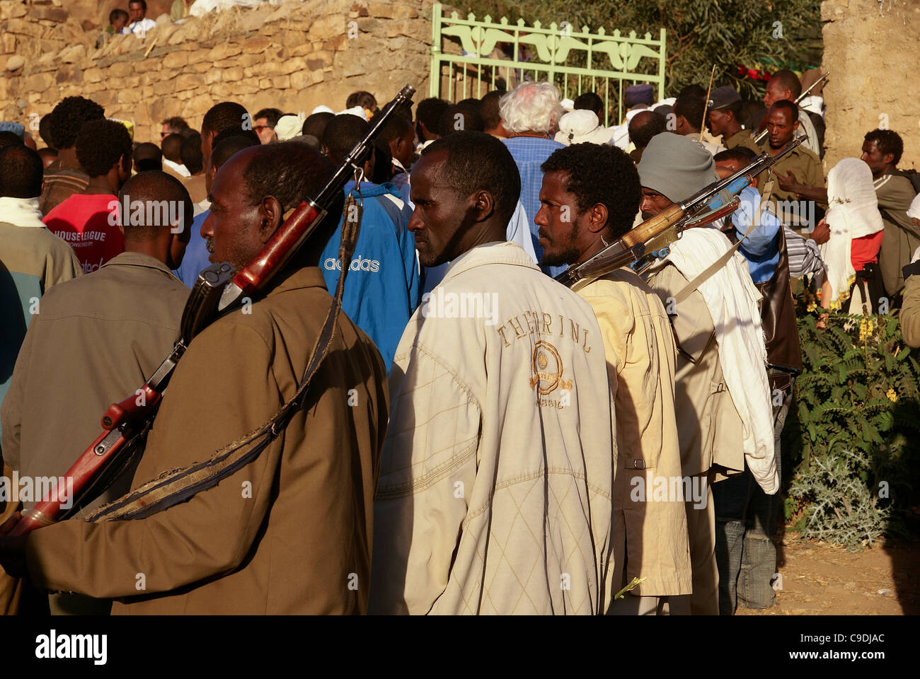 Ethiopian pilgrims during Timkat, the Ethiopian Orthodox celebration of the Epiphany, Stock Photo