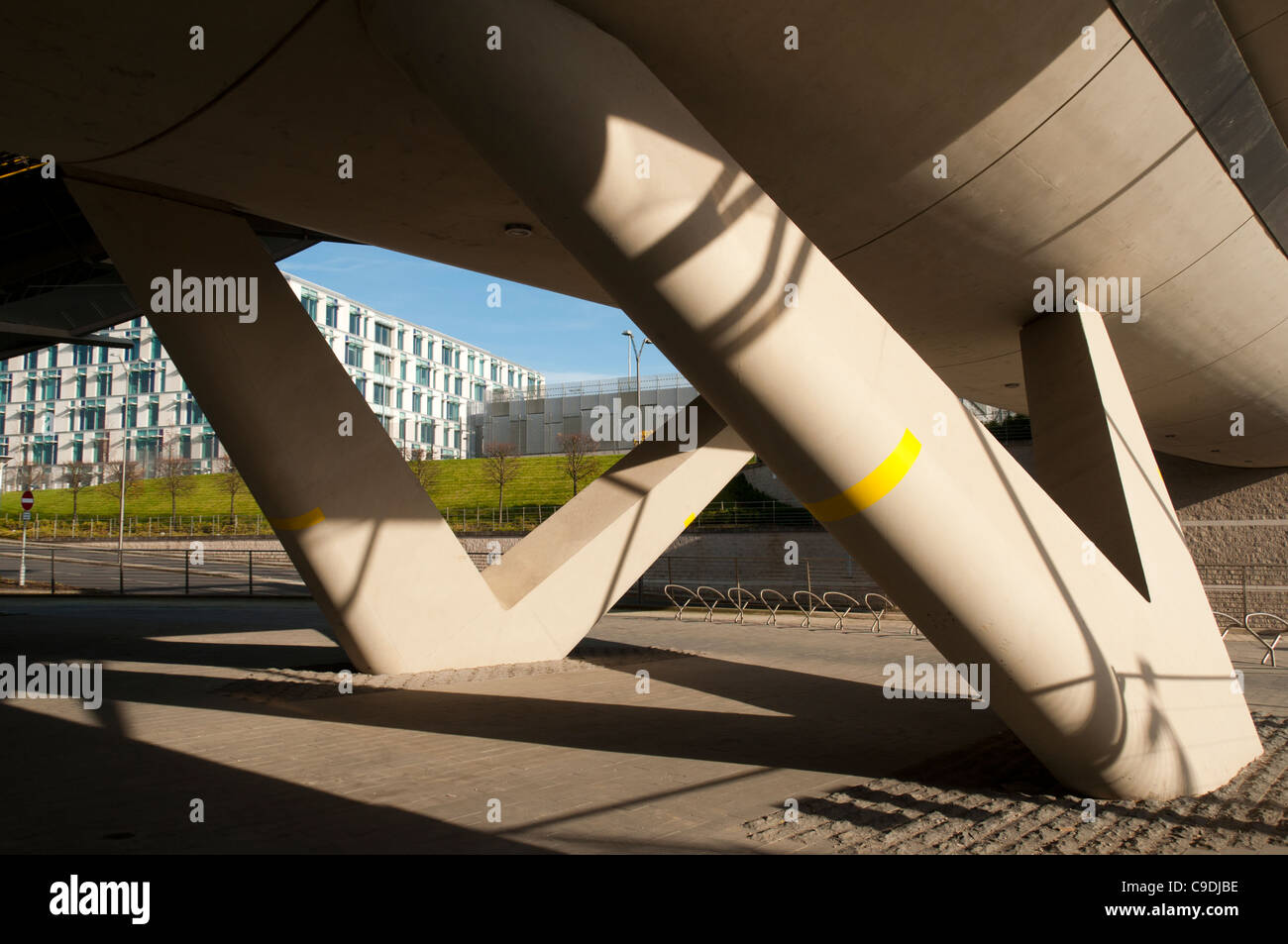 Under the Metrolink tram (light rail) station at Central Business Park