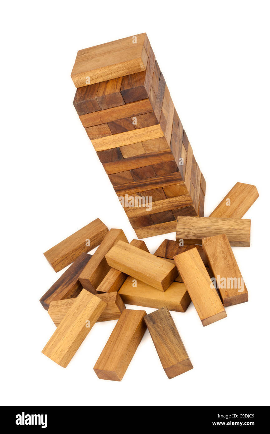 Jenga wooden block game Stock Photo