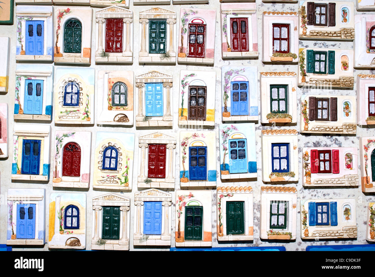 Mass of the ceramics doors on Crete island Stock Photo