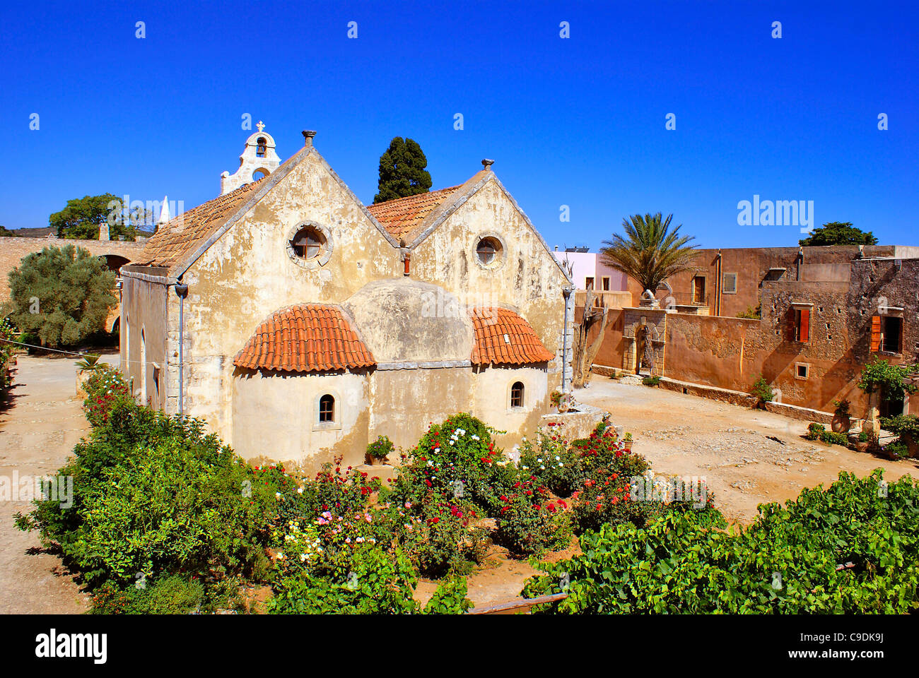 Moni Arkadiou monastery at Crete, Greece Stock Photo