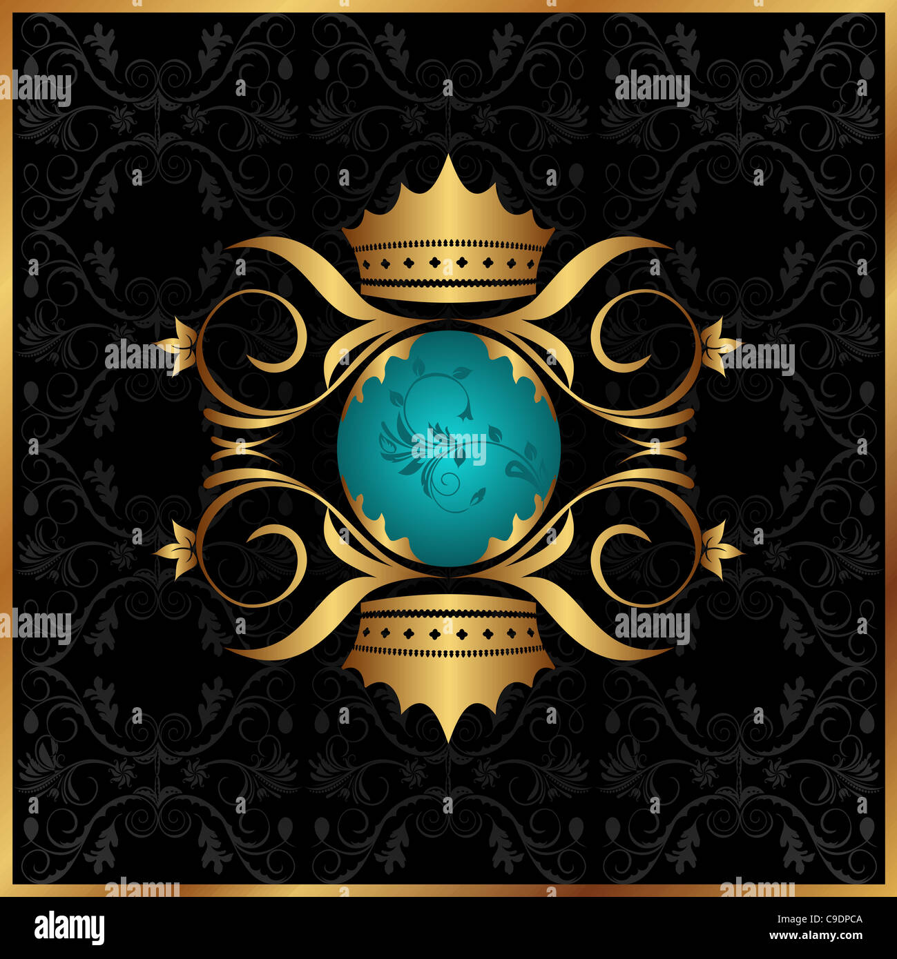 Illustration ornate decorative background with crown - vector Stock