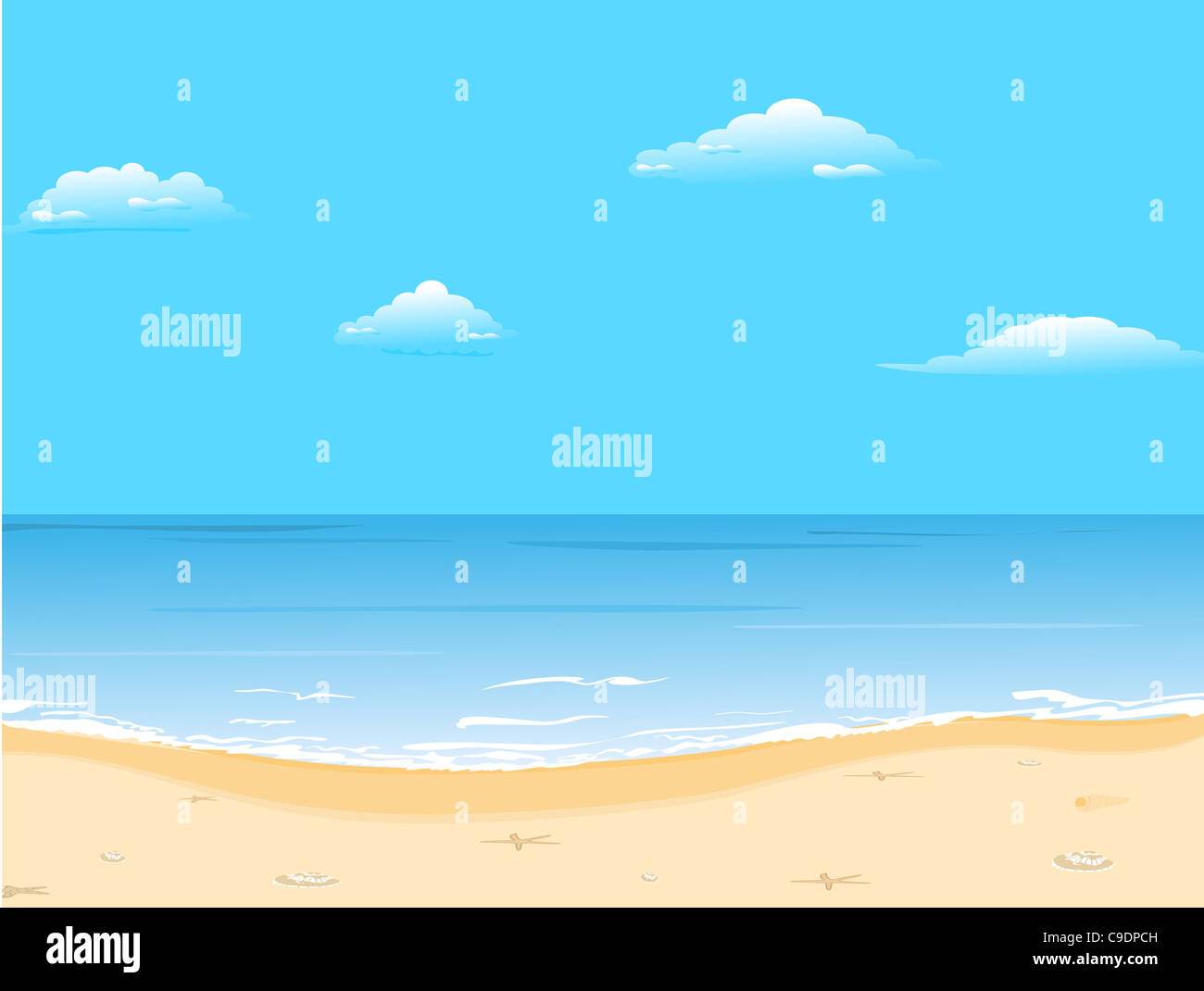 Illustration beautiful summer background with beach - vector Stock ...