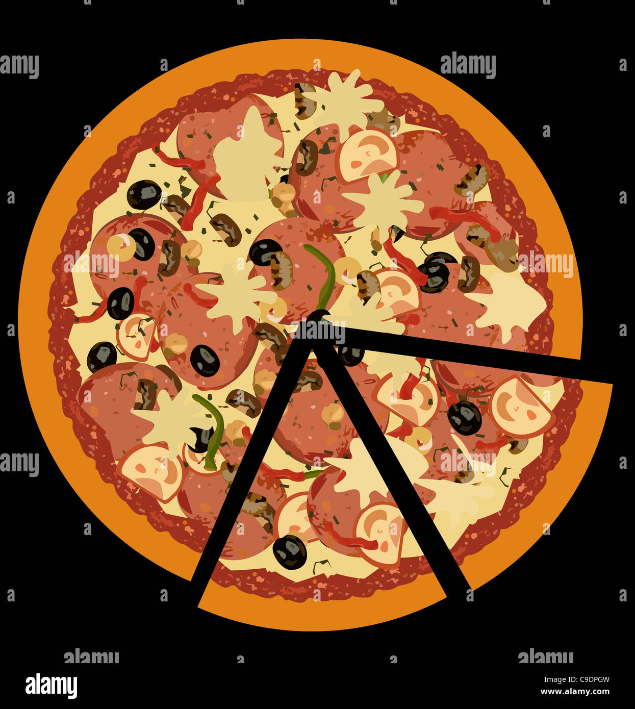 Realistic illustration pizza isolated - vector Stock Photo