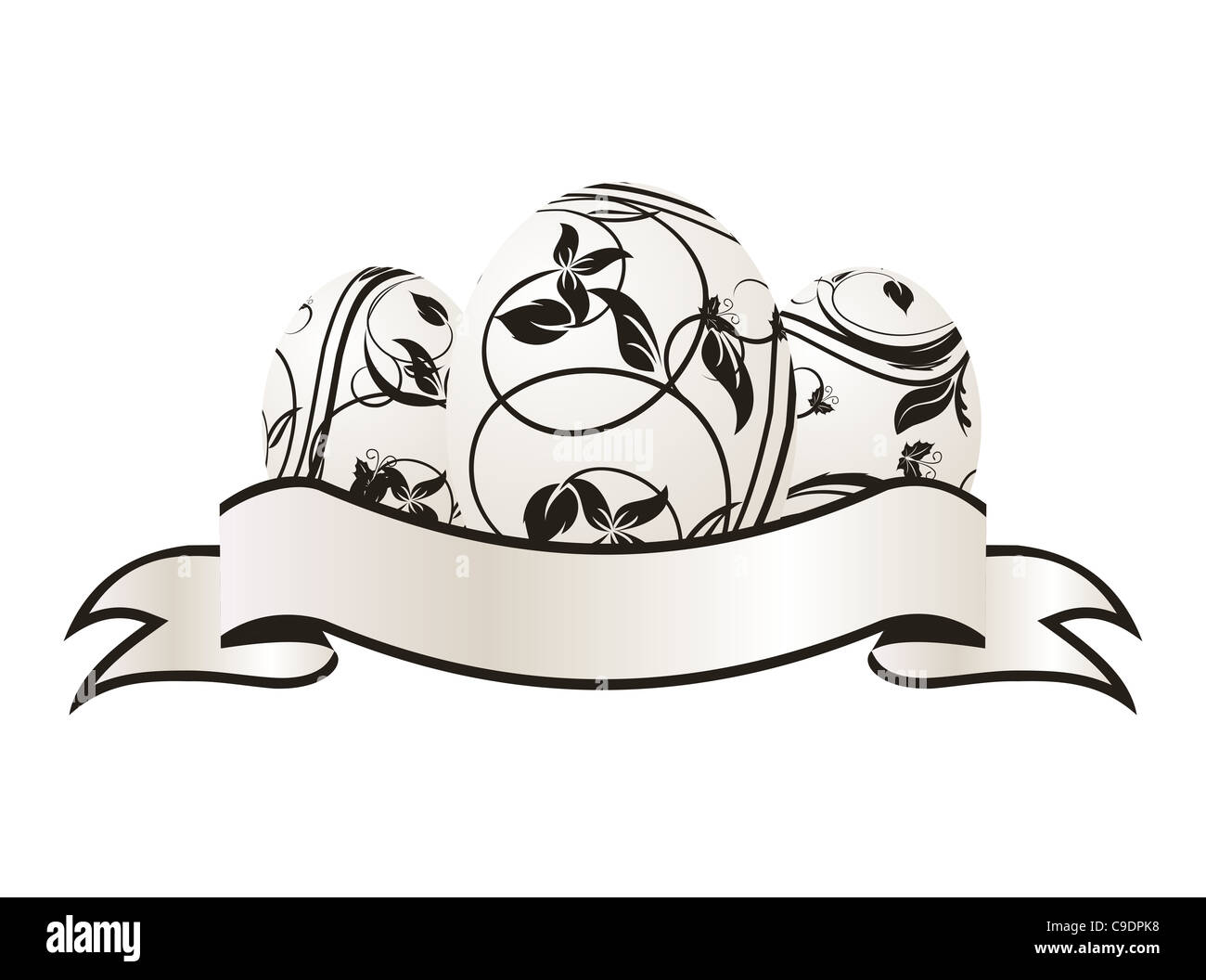 Illustration Easter vintage card with set eggs - vector Stock Photo - Alamy