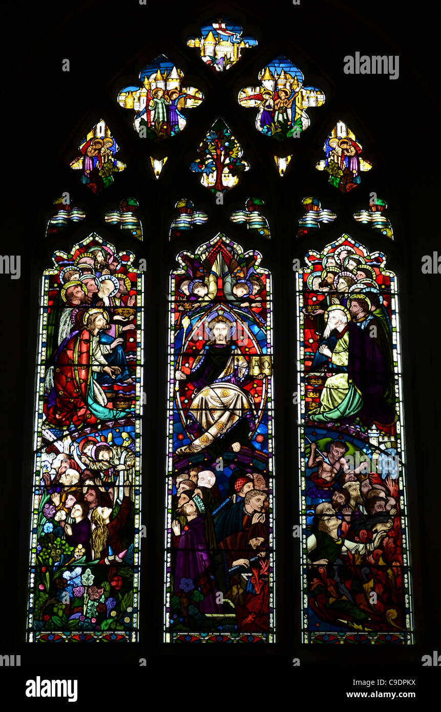 Stained glass window, St. Mary's Church, Kemsford, Gloucestershire, Cotswolds, UK Stock Photo