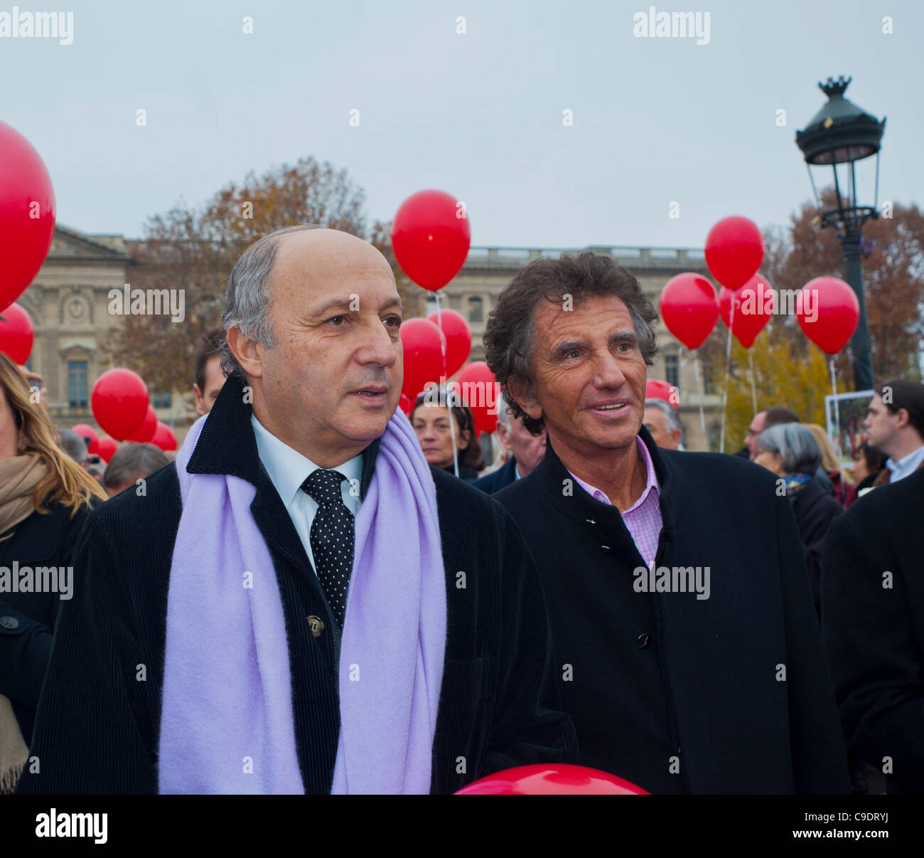 Paris, France, Jack Lang, ex-Culture Minister (Under Mitter-rand) and Laurent Fabius of the Socialist Pa-rty at Homage Memorial to Daniele Mitter-rand, Stock Photo